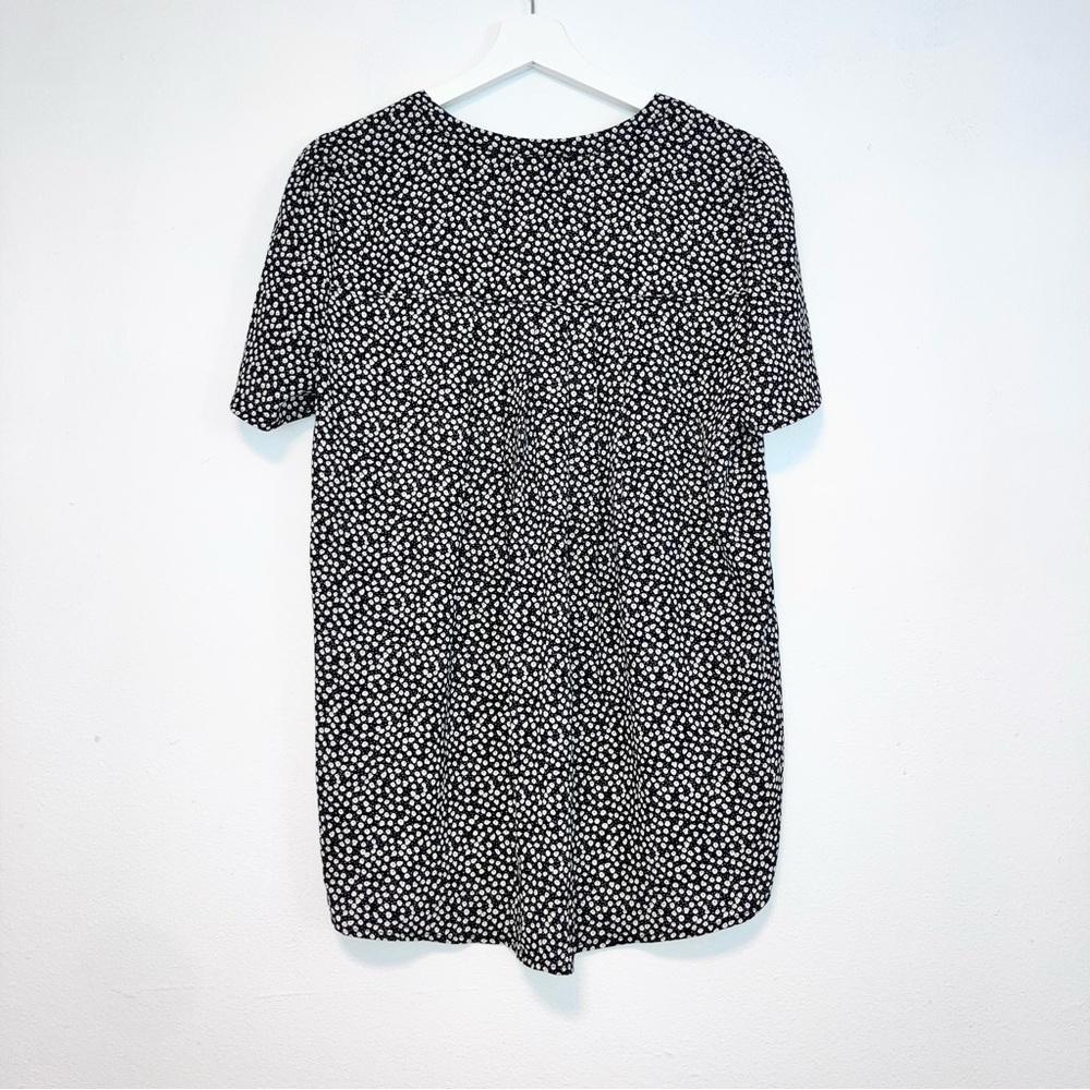 Pleione black and white ditsy floral split neck blouse size small - Picture 2 of 5